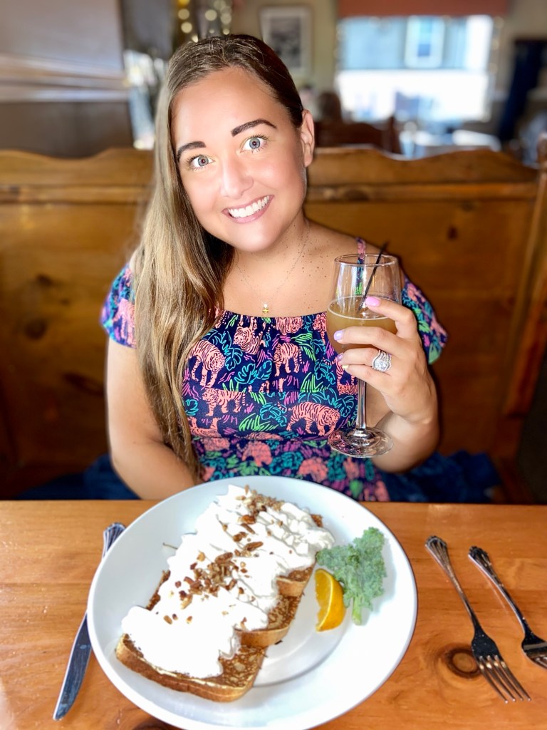 Peach Melba and French Toast brunch at Bill’s Prime Chincoteague Island, Virginia