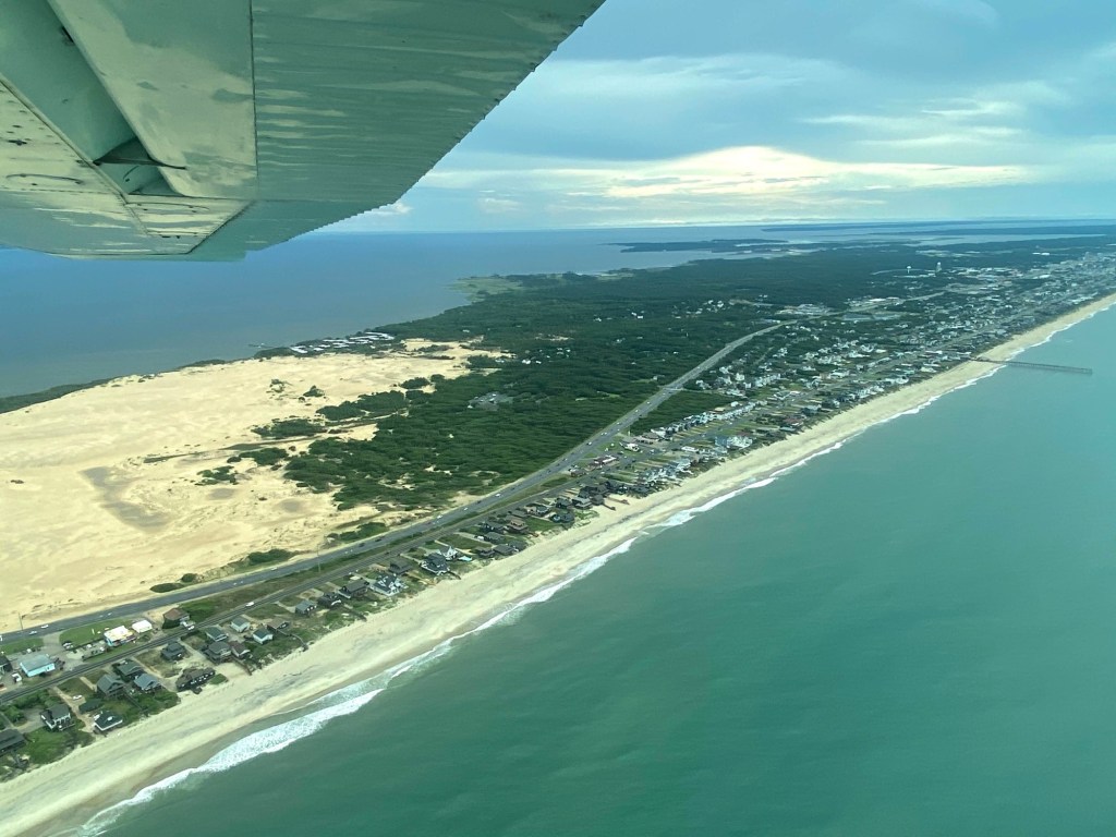 Flying over the OBX in a small plane