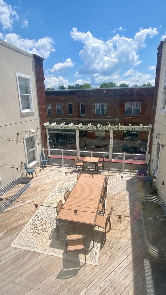View outside the room at the Western Front Hotel in St. Paul, Virginia