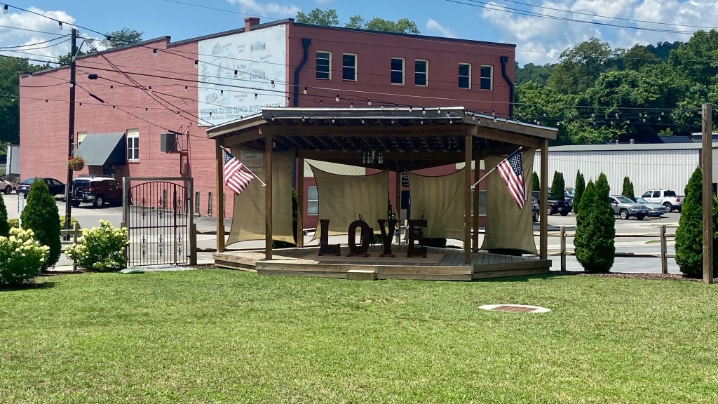 Stage area behind the Western Front Hotel in St. Paul, Virginia