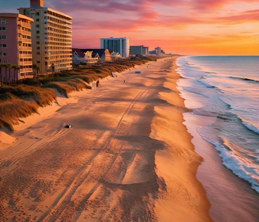virginia beach oceanfront views with beach and hotels in view