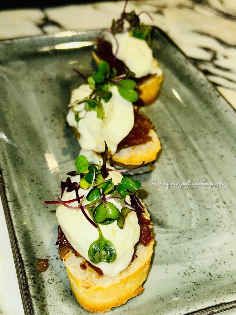 bruschetta appetizer at the view room at the Tides Inn