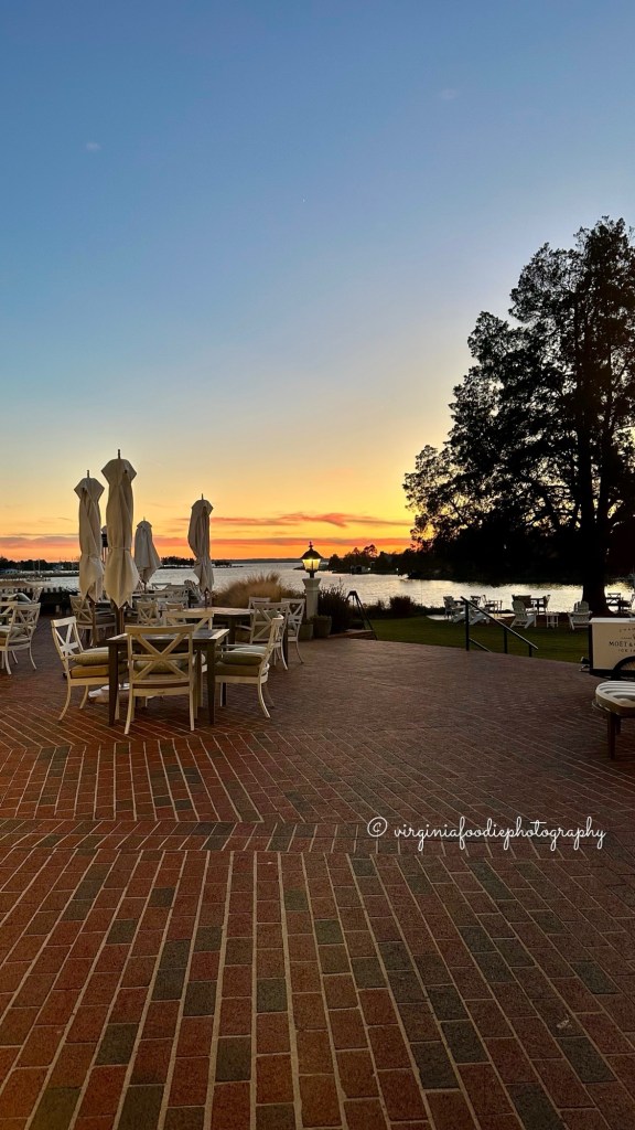 sunset over Carters Creek at the Tides Inn in Irvington, Virginia